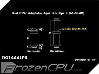 Bitspower Adjustable Aqua Link Pipe II (41-69mm) - Carbon Black (BP-CBDG14AALPII) - Digital Outpost LLC