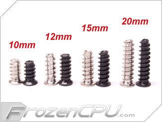 FrozenCPU Extended Fan Screw - 12mm Long - Chrome - 4 Pack - Digital Outpost LLC