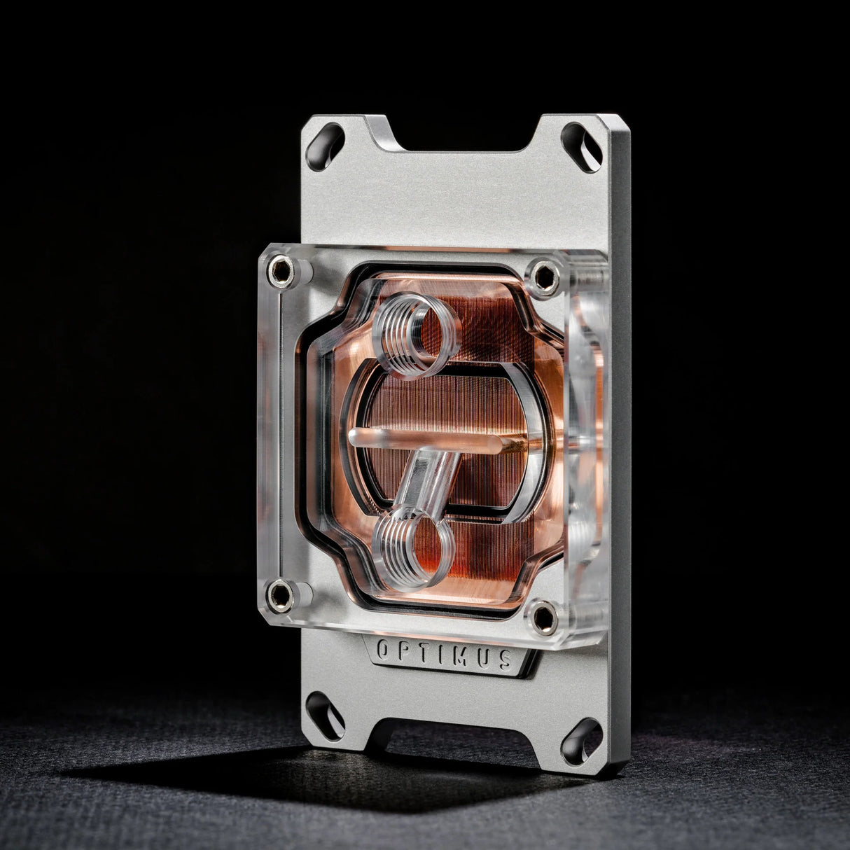 Optimus Foundation CPU BLOCK - AMD (AM5, AM4) Acrylic Top with Satin Silver Bracket Copper Cold Plate