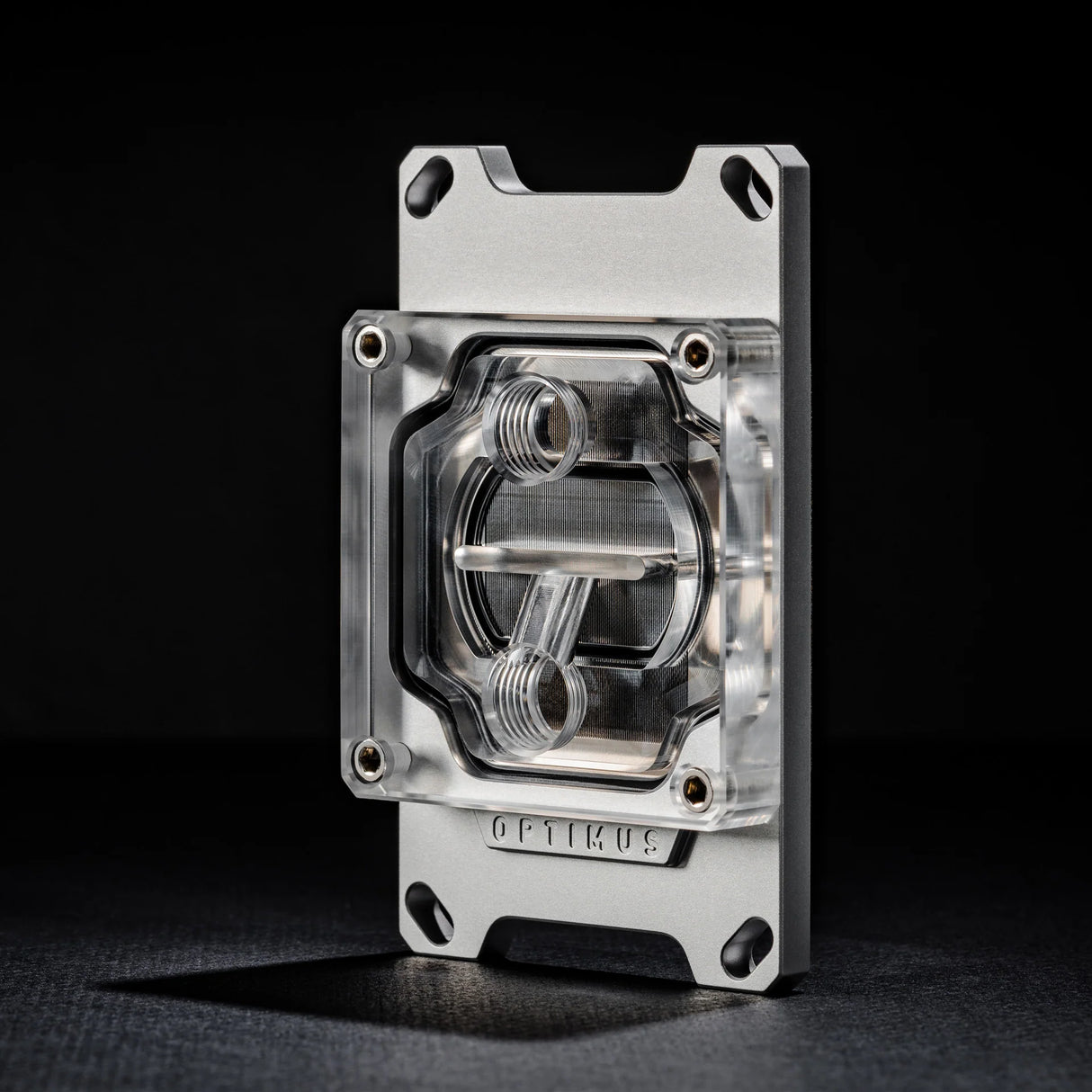 Optimus Foundation CPU BLOCK - AMD (AM5, AM4) Acrylic Top with Satin Silver Bracket Nickel Cold Plate