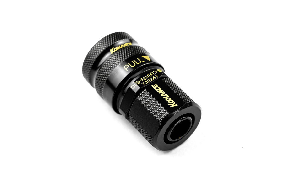 Koolance QD3 Female Quick Disconnect No-Spill Coupling, Compression for 10mm x 13mm (3/8in x 1/2in) *Black*