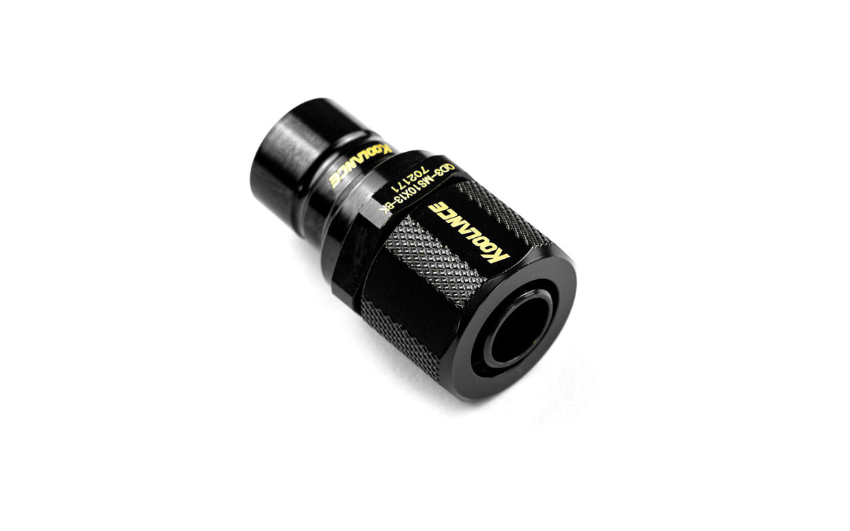 Koolance QD3 Male Quick Disconnect No-Spill Coupling, Compression for 10mm x 13mm (3/8in x 1/2in) *Black*