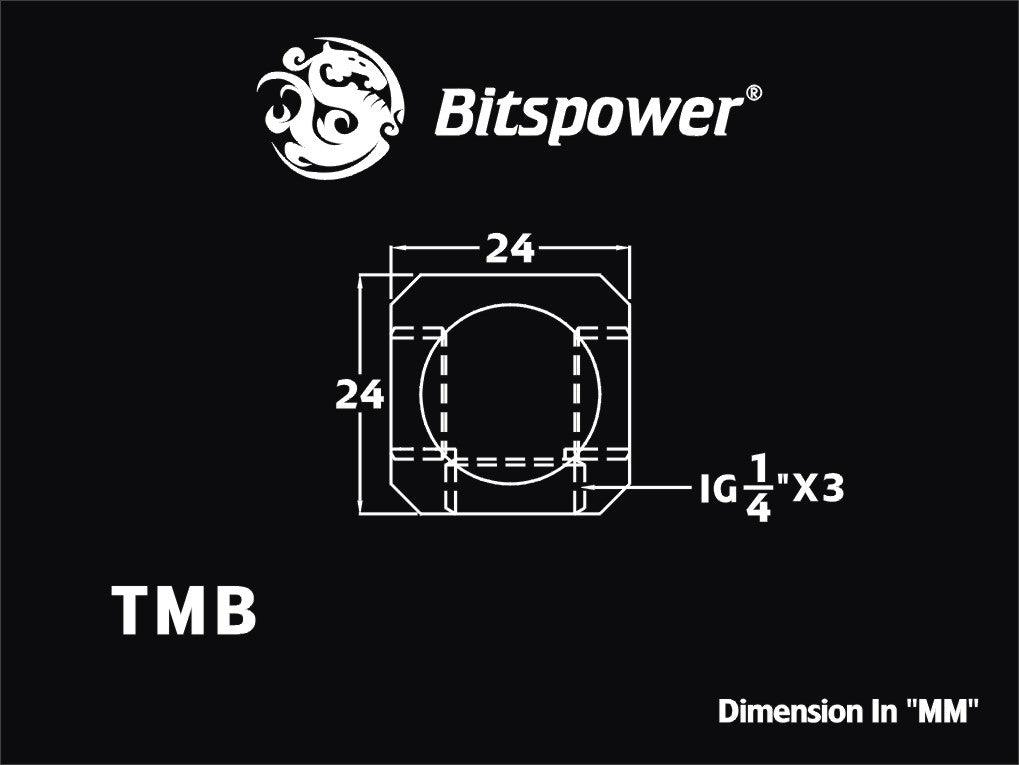 Bitspower G1/4" Matte Black T Adapter (BP-MBTMB) - Digital Outpost LLC