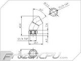 Koolance 2-Way Rotary 60° Adapter - Single - Silver (ADT-DXG60) - Digital Outpost LLC
