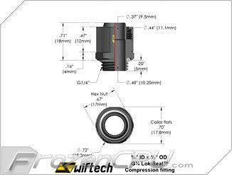 Swiftech Lok-Seal™ Compression Fitting G1/4 Thread - 3/8" ID x 1/2" OD - Black (1-2x3-8-G1-4-CF-BK) - Digital Outpost LLC